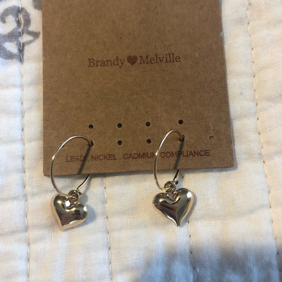 Brandy Melville Jewelry - Brandy Melville gold heart hoop earrings